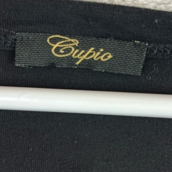 CUPIO Black Long Shirt Scoop Neck Medium Long Sleeve Yoga Athleisure Comfort - Picture 4 of 9